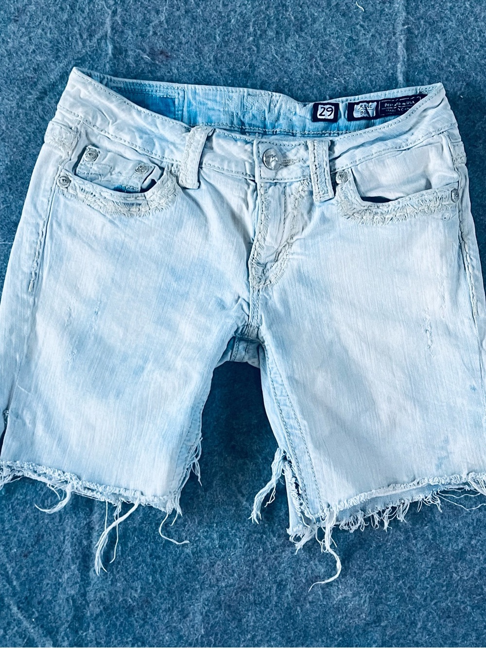 Miss Me .. Light Wash Frayed Hem Women's Denim Shorts